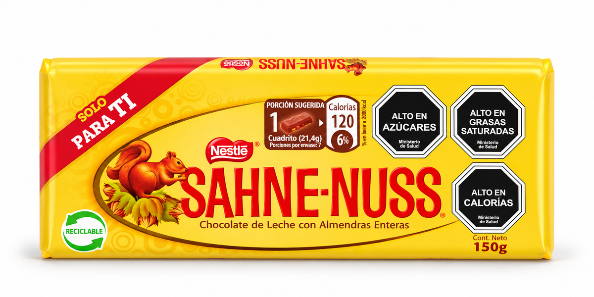 Chocolate Sahne Nuss Nestlé con Almendras | Chocolate Chileno Tradicional - Chilena Cossas