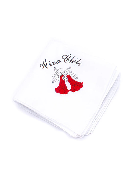 Pañuelo Blanco Estampado “Viva Chile” – Pañuelo para Cueca, Fiestas Patrias y Folclore Chileno - Chilena Cossas