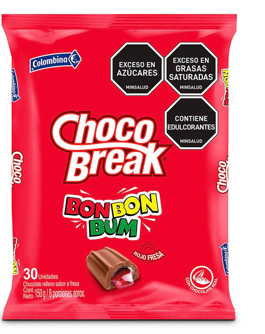 Choco break Bon Bon bum/ chocolates rellenos 30 unidades