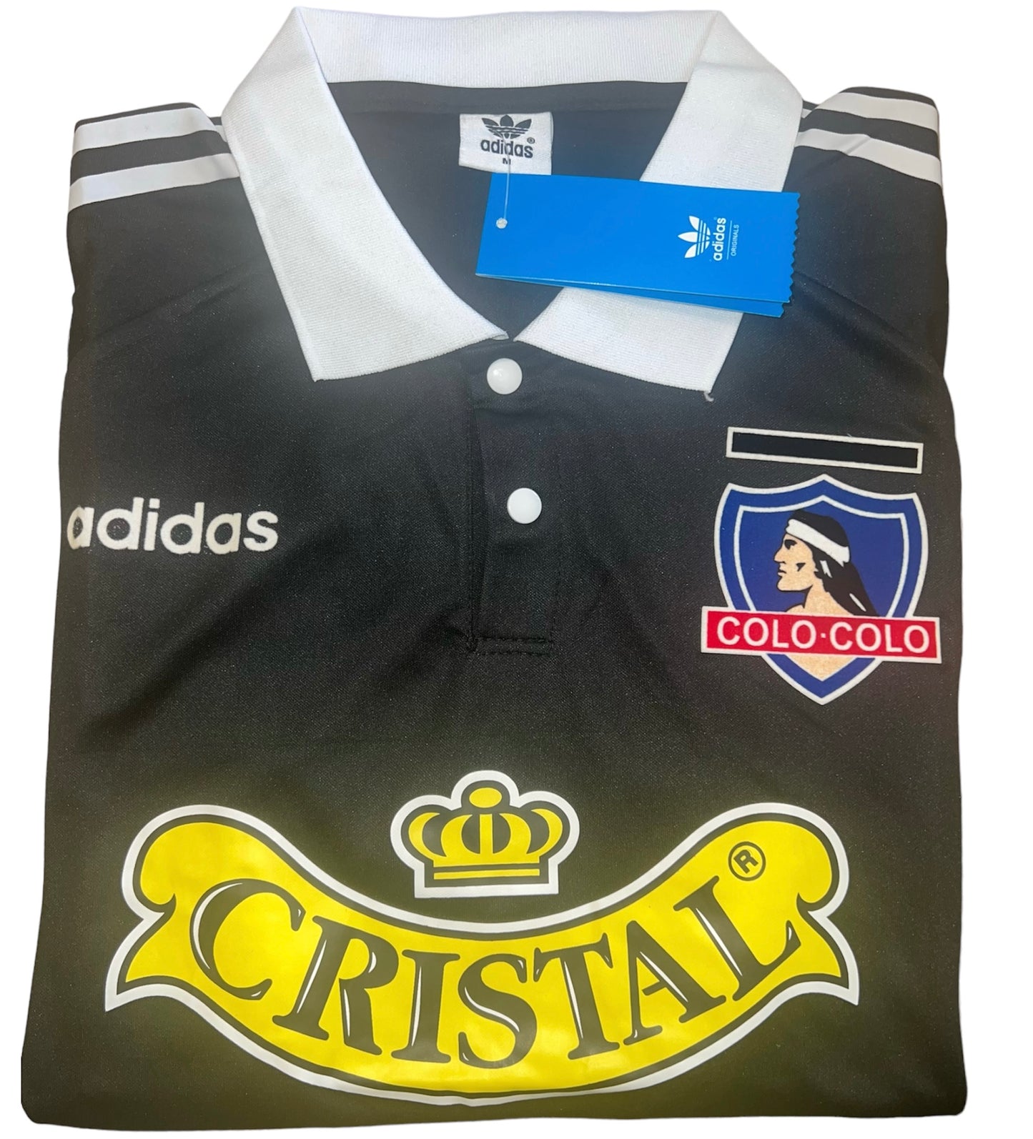 Camiseta Retro colo colo, Cristal, negra