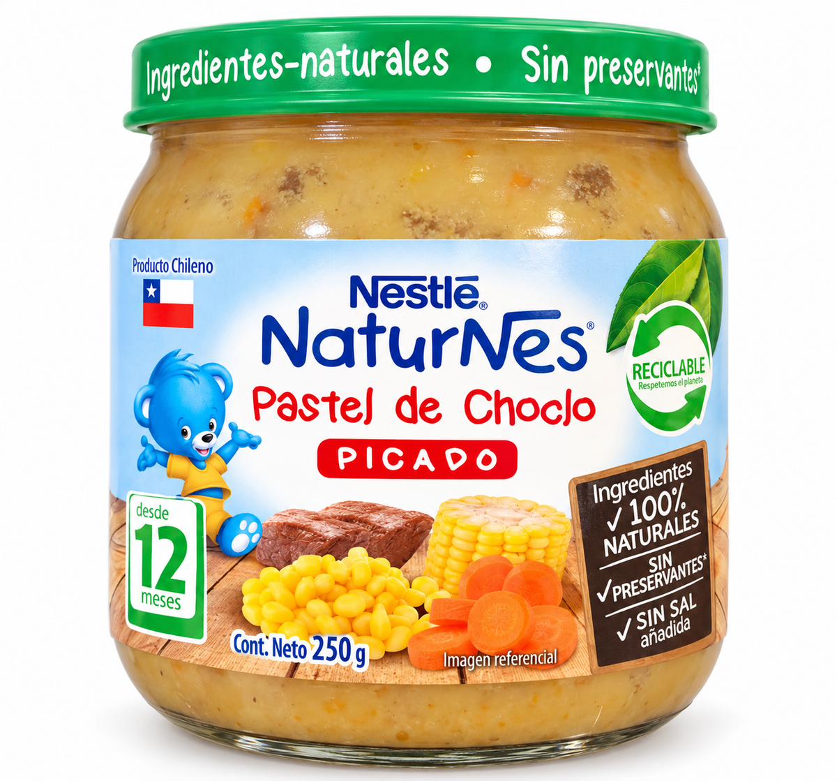 Nestlé NaturNes Pastel de Choclo Picado 250 g – Desde 12 Meses – Producto Chileno - Colados