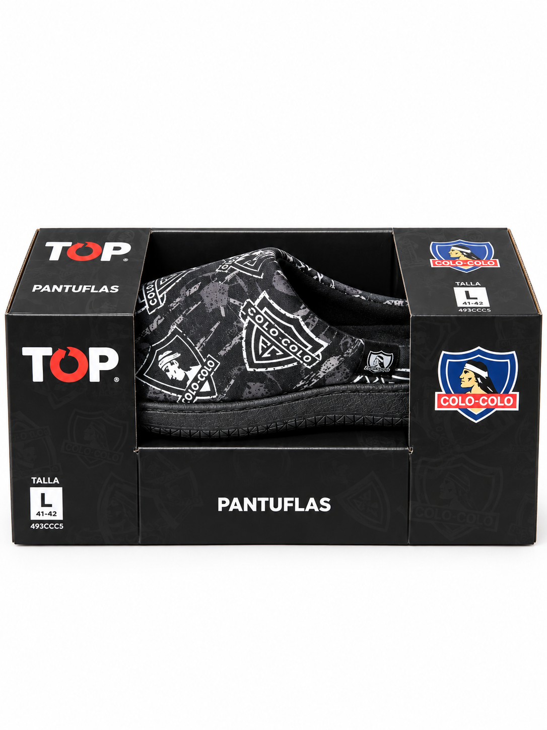 Pantuflas Colo-Colo TOP Talla L 41–42 – Diseño Oficial Negro