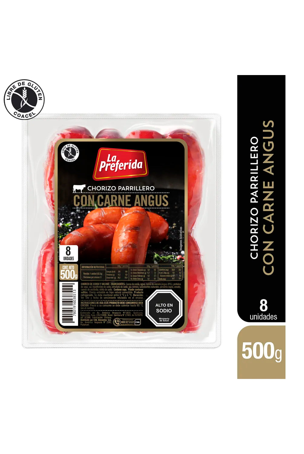 Chorizo parrillero con carne de angus- La preferida 500g