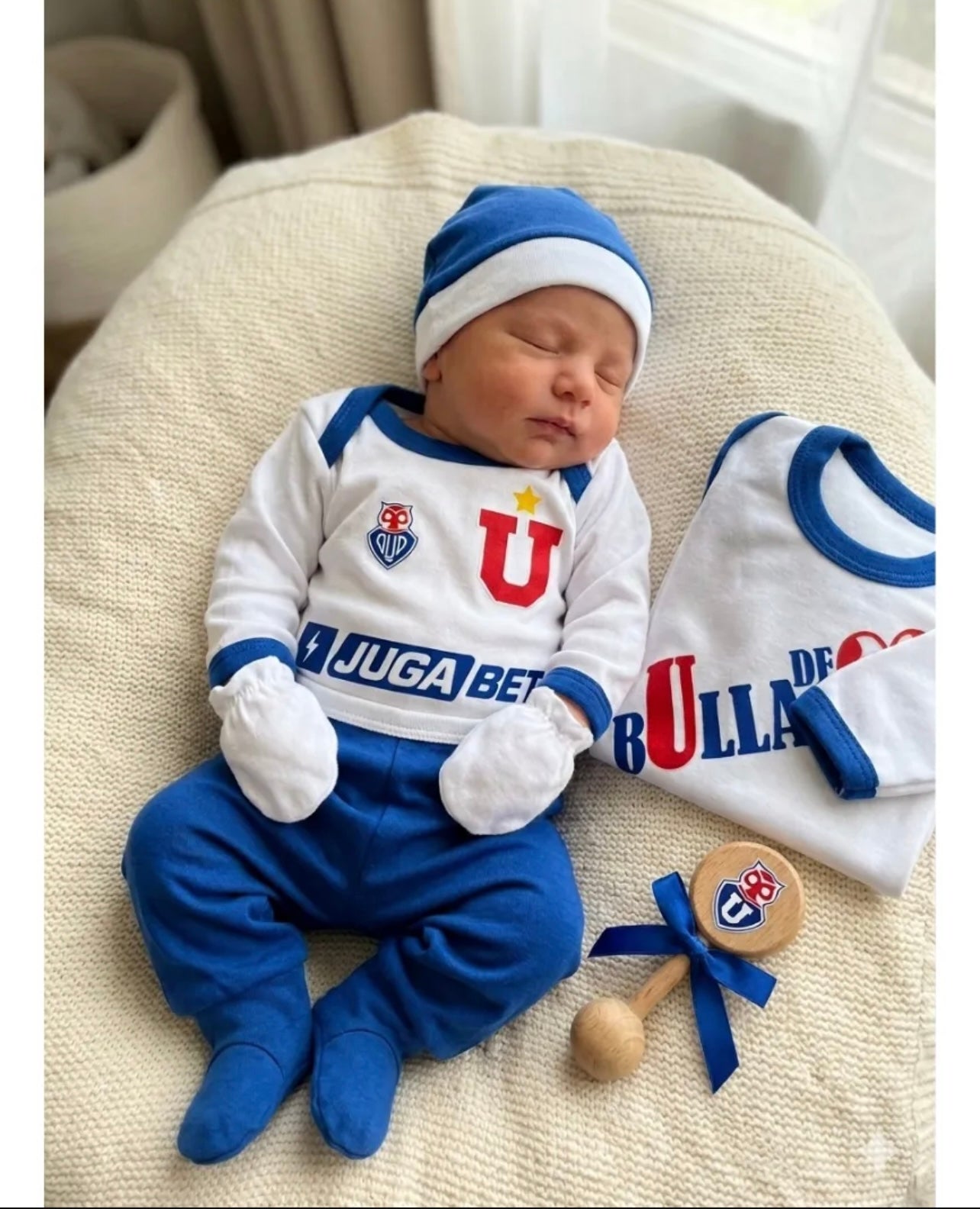 Conjunto para bebe- Ajuar 100% Algodon - Universidad de Chile 0-3 meses