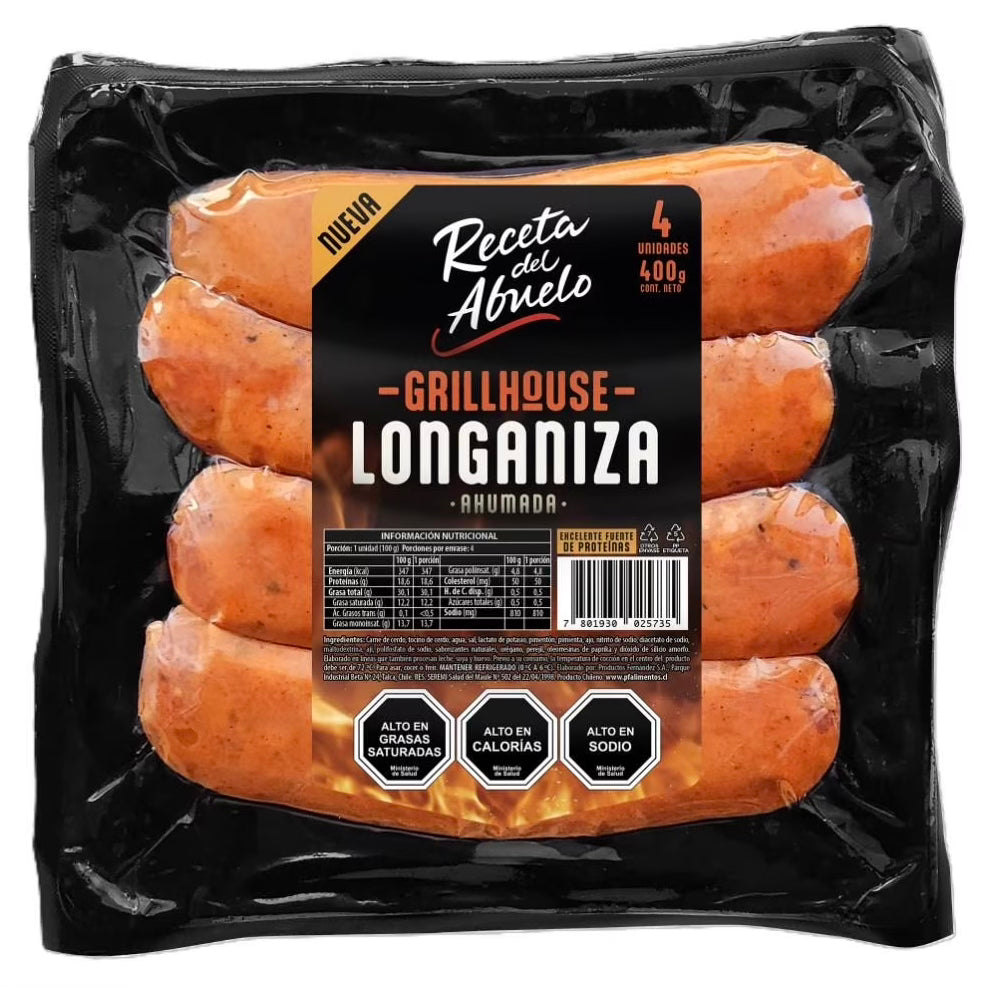 Longaniza grillhouse Receta del abuelo 400g - Chilena Cossas