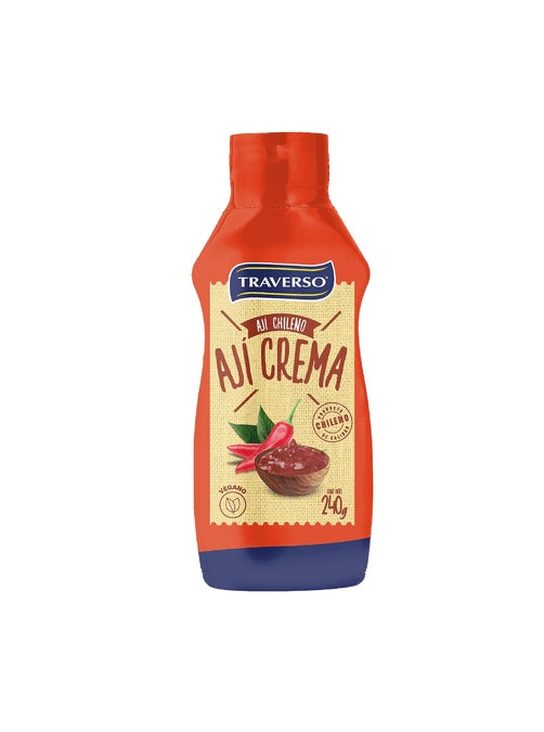 Ají crema Traverso chileno 240g, salsa picante tradicional.