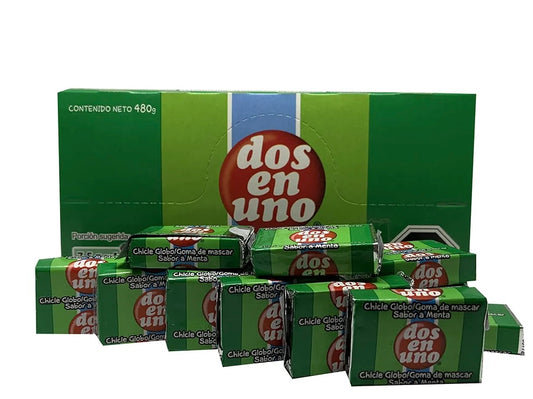 Chicle dos en uno sabor menta