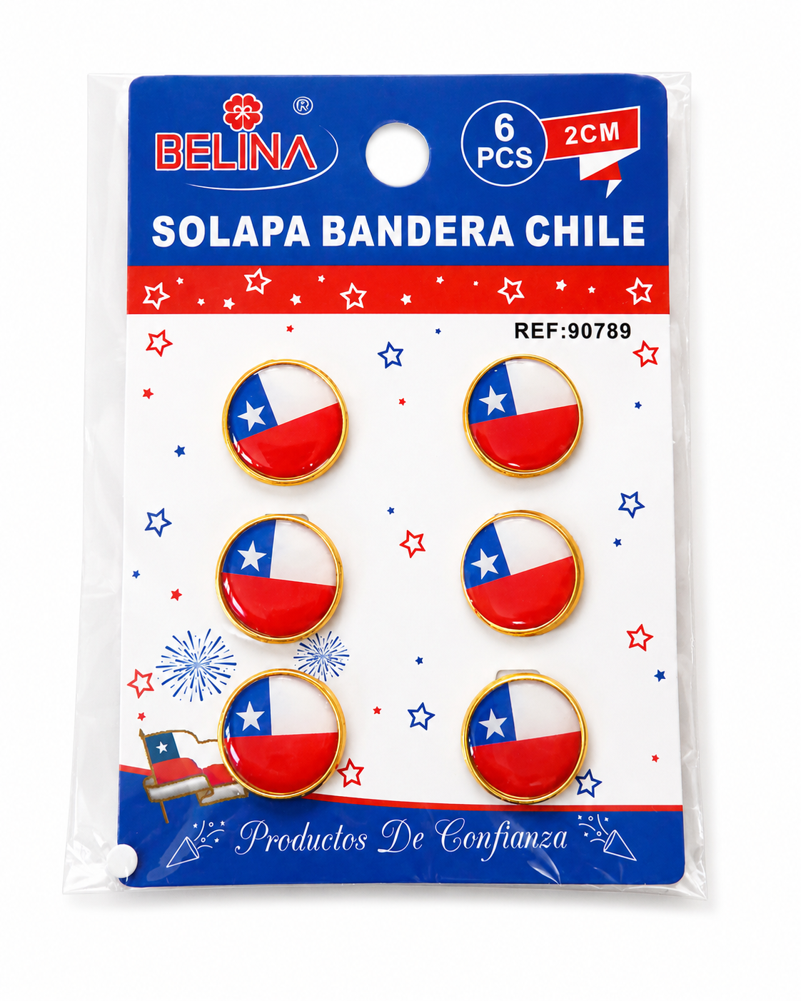 Set de 6 Pines Bandera de Chile – 2 cm | Fiestas Patrias