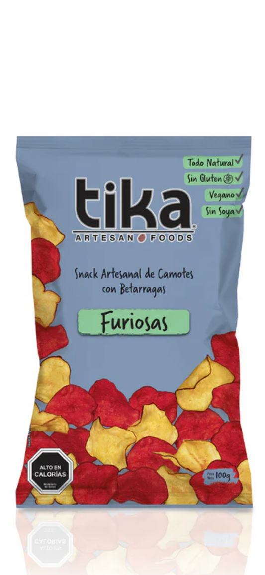 Tika, snack artesanal de camotes con betarraga, Furiosas 100g - Chilena Cossas