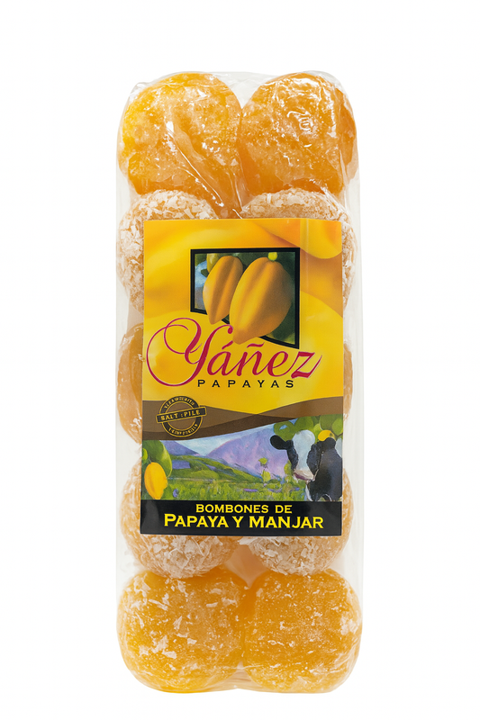 Bombones de papaya y manjar 10 unidades - producto artesanal chileno
