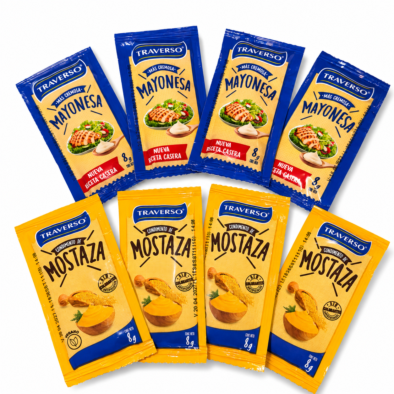 Pack Mayonesa y Mostaza Traverso en Sachet – 8 Unidades de 8 g