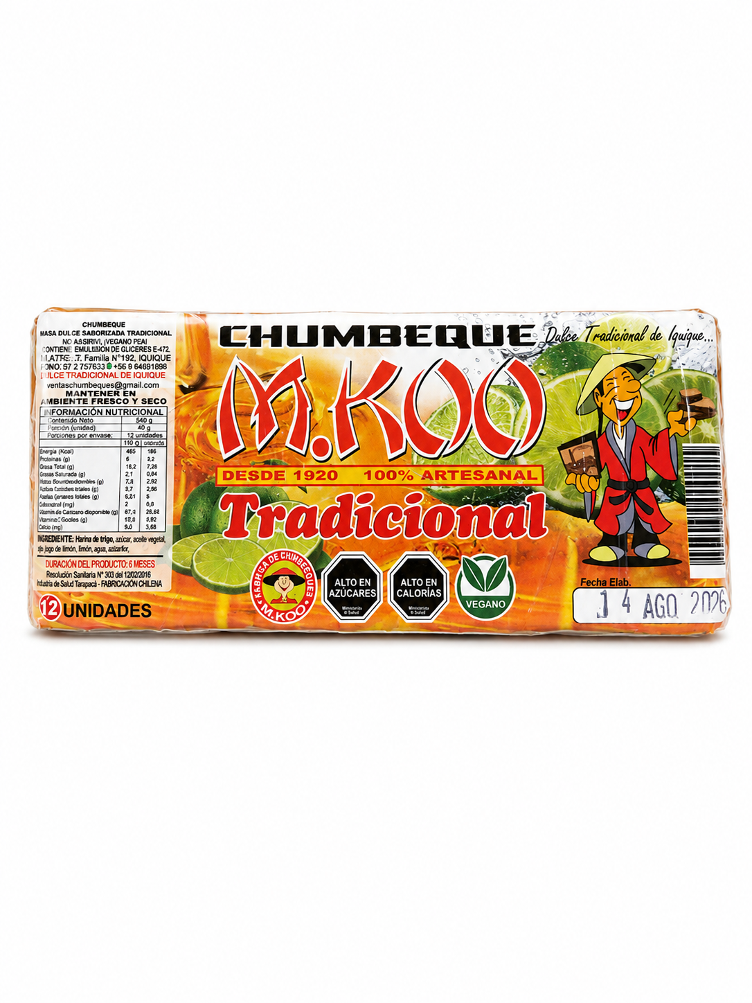 Chumbeque tradicional de iquique 12 unidades - 500g