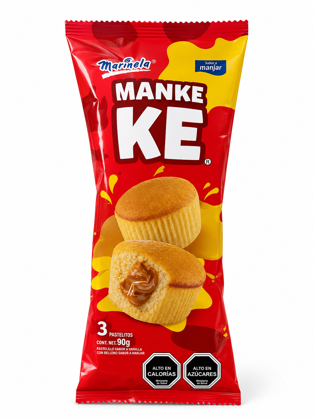 Mankeke Marinela Sabor Manjar 90 g – 3 Pastelitos Rellenos