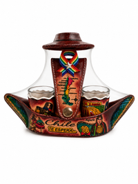 Set de Copitas Souvenir Chile con Diseño Tradicional y Mapuche