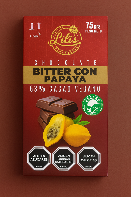 Chocolate bitter con papaya 75g Lili’s