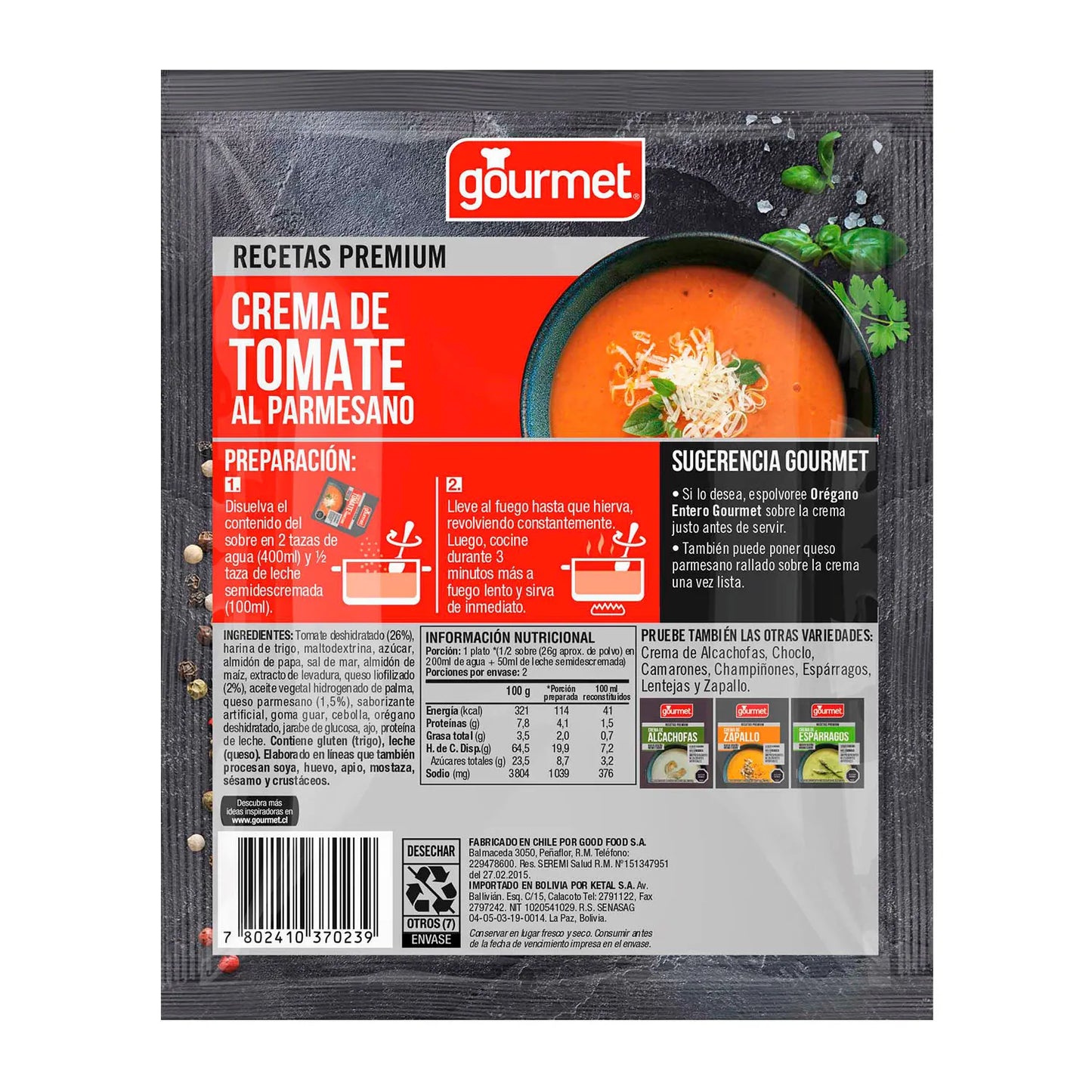 Crema de tomate al parmesano - Gourmet 2 porciones