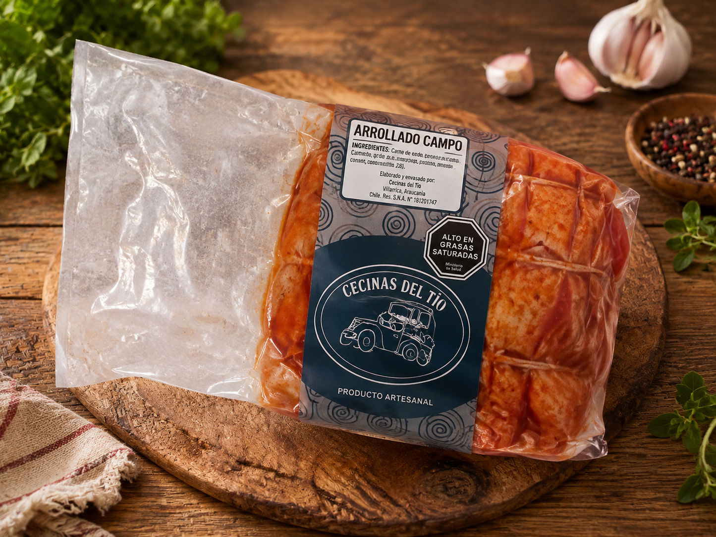 Arrollado de Campo Chileno Cecinas del Tío – Producto Artesanal 250g aprox