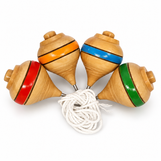 Trompo Chileno de Madera con lienza – Juego Tradicional Chileno