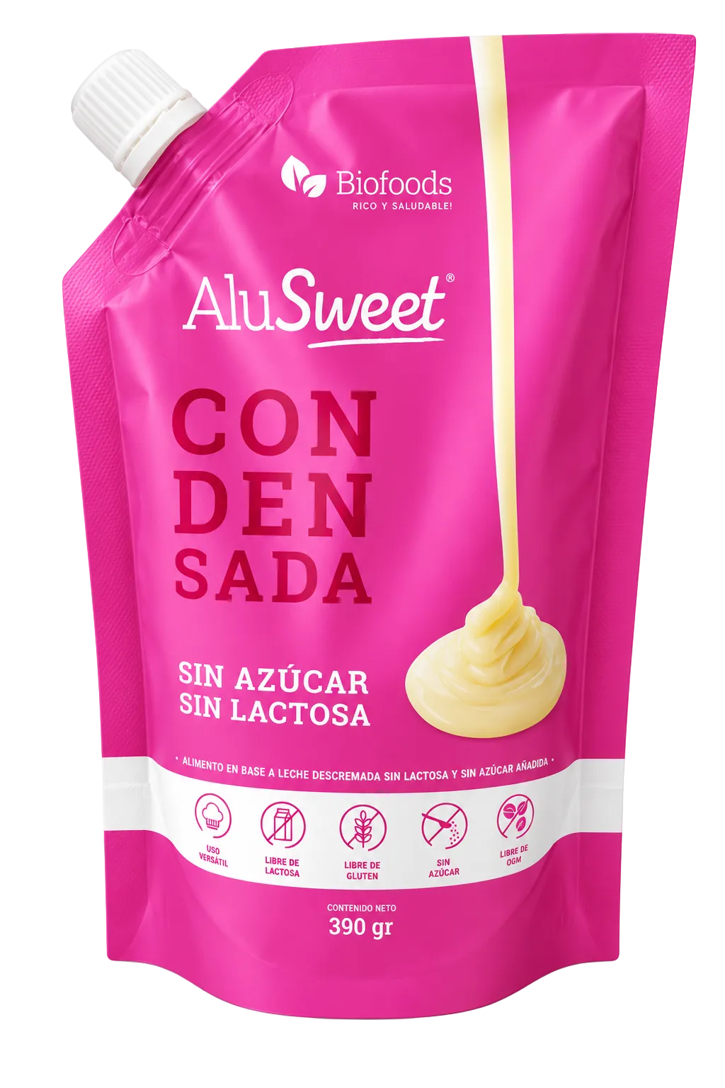 Leche Condensada AluSweet Biofoods Sin Azúcar y Sin Lactosa 390 g