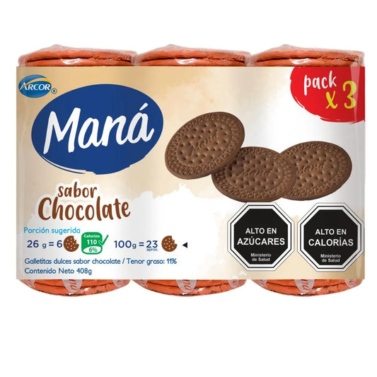 Galleta sabor chocolate- Maná 408g