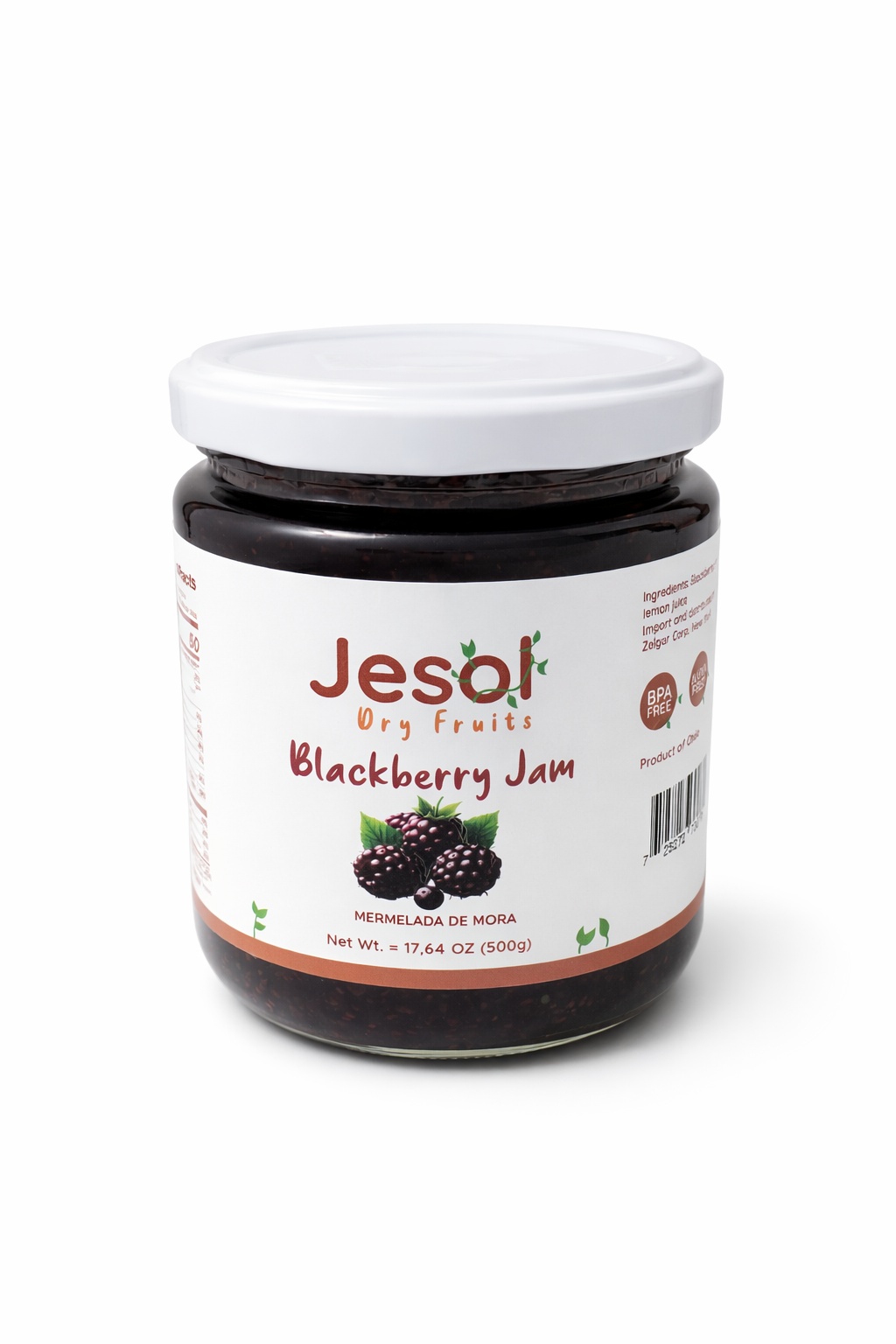 Mermelada mora artesanal 500g - producto Chileno Jesol - Chilena Cossas