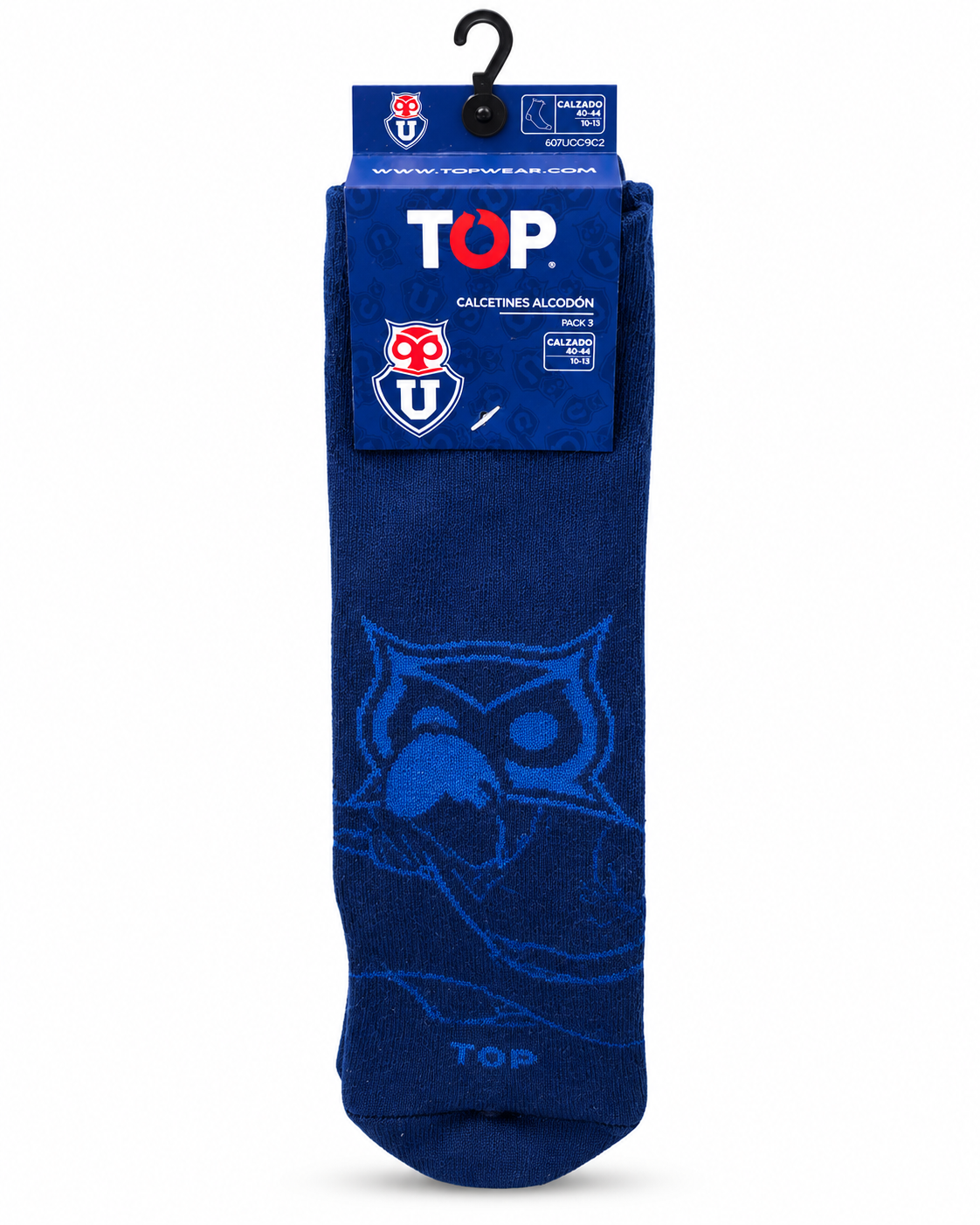 Calcetines algodon Universidad de Chile - pack de 3 unidades -talla 10-13 Calzado 40-44