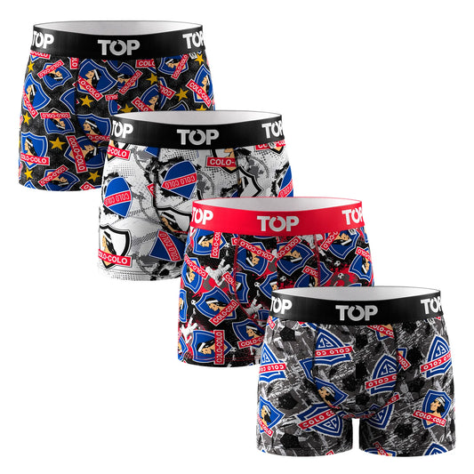 Pack de 4 Boxer Niños Colo Colo - Algodon - Marca Top