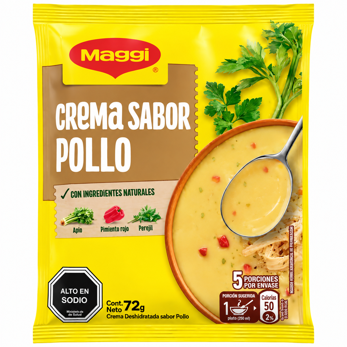 Maggi Crema Sabor Pollo – Sopa Instantánea 72 g, 5 Porciones