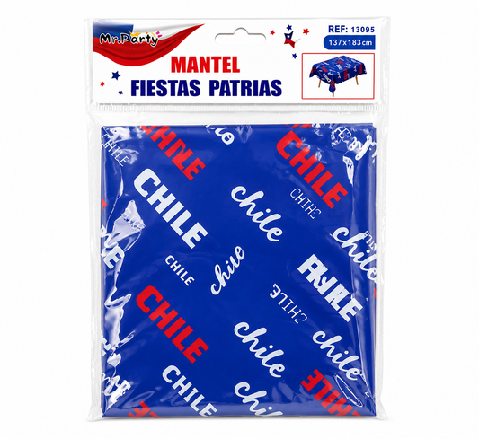 Mantel Plástico Fiestas Patrias Chile 137 x 183 cm | Decoración Mesa Tricolor para Celebraciones