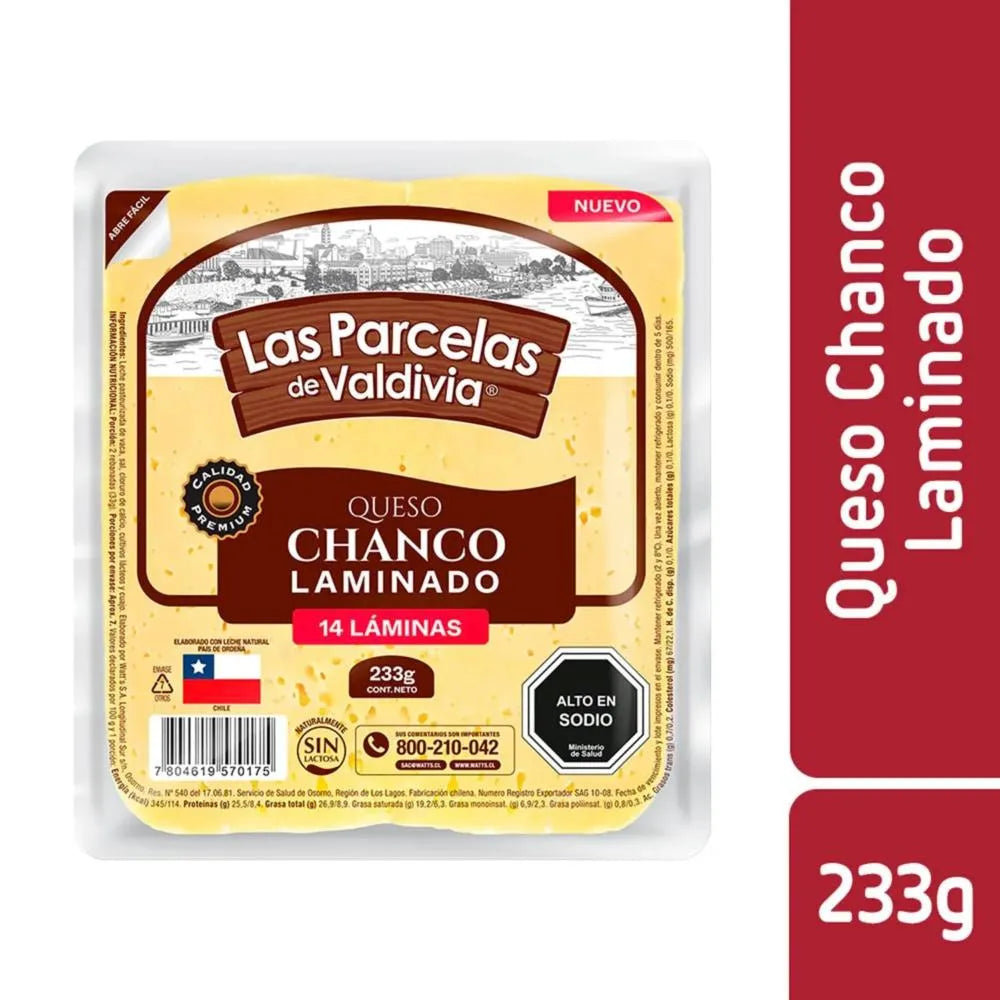 Queso chanco laminado las parcelas de Valdivia 233g