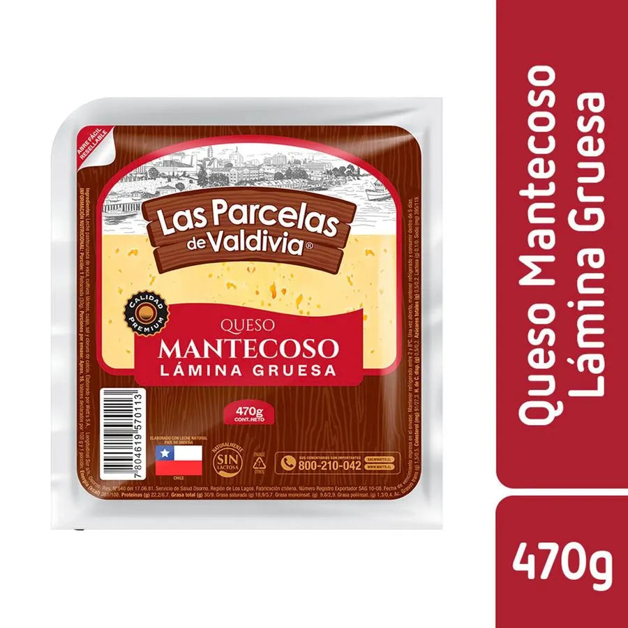 Queso Mantecoso Las Parcelas de Valdivia Lámina Gruesa 470 g – Producto Chileno