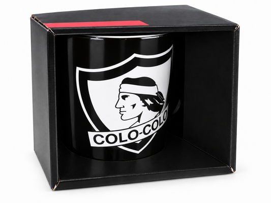 Tazón Colo Colo 15 oz – Taza Negra con Escudo del Cacique – Incluye Caja de Presentación – Regalo para Hinchas del Fútbol Chileno