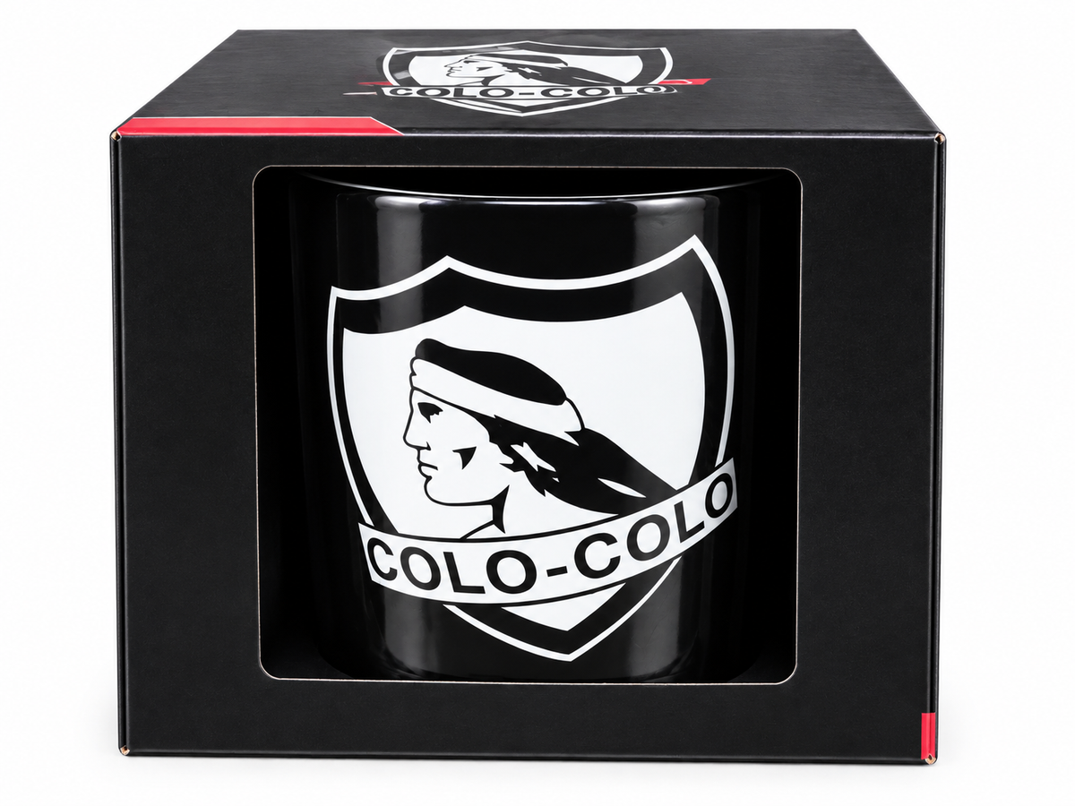 Tazón Colo Colo 15 oz – Taza Negra con Escudo del Cacique – Incluye Caja de Presentación – Regalo para Hinchas del Fútbol Chileno