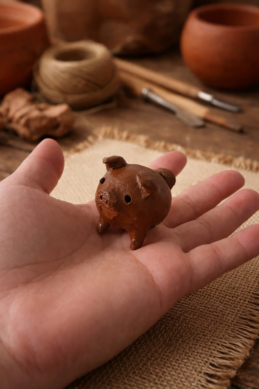 Figura artesanal de Chanchito de greda miniatura - Chilena Cossas