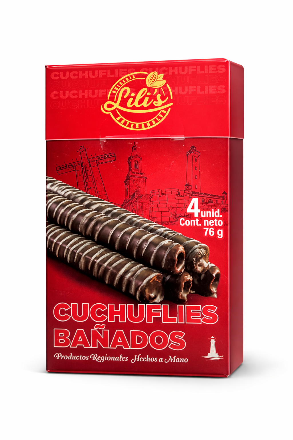 Cuchufli bañado en chocolate 4 unidades 76g - producto artesanal Lilis - Chilena Cossas