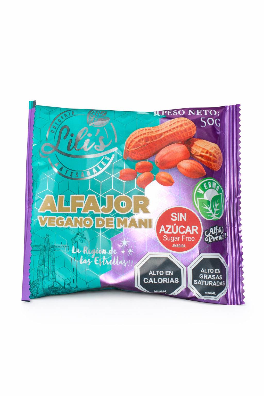 Alfajor vegano de mani premium 50g Lilis- sin azúcar - Chilena Cossas