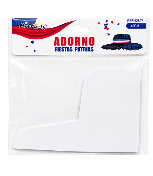 Sombrero Dieciochero Decorativo 40 cm para Fiestas Patrias Chilenas | Adorno Colgante Tricolor