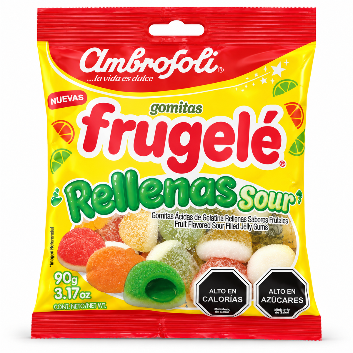 Gomitas Frugelé Rellenas Sour Ambrosoli 90 g – Gomitas Ácidas con Centro Líquido