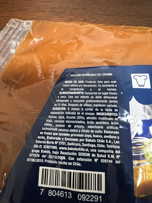 Relleno de lucuma 1 kilo- Bakels - Chilena Cossas