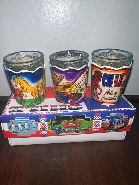 Vasos shot diseños chilenos