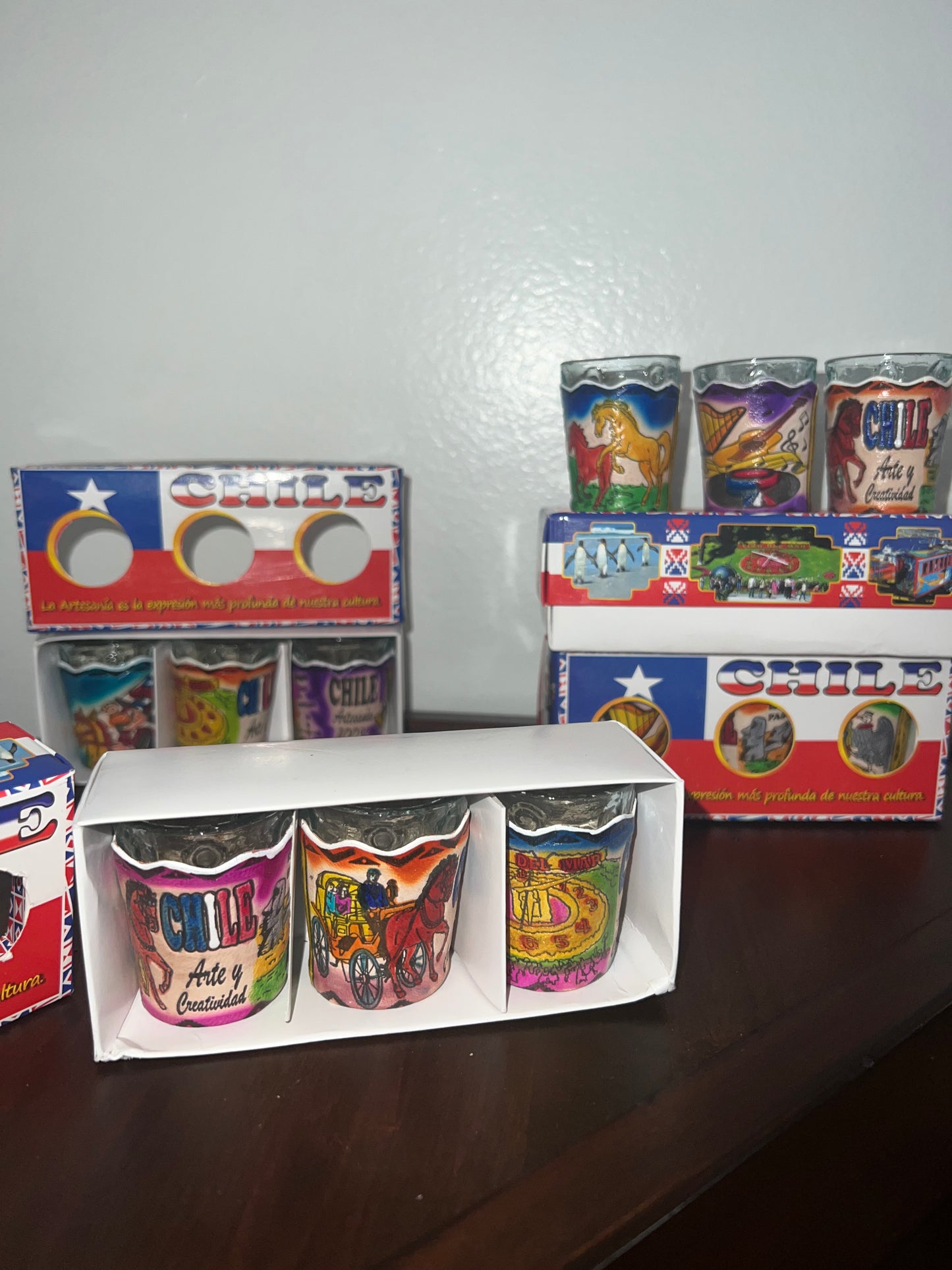 Vasos shot diseños chilenos