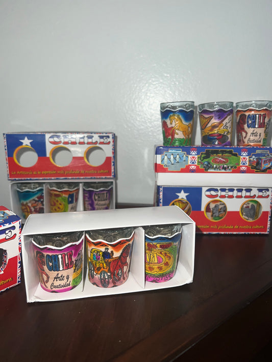 Vasos shot diseños chilenos