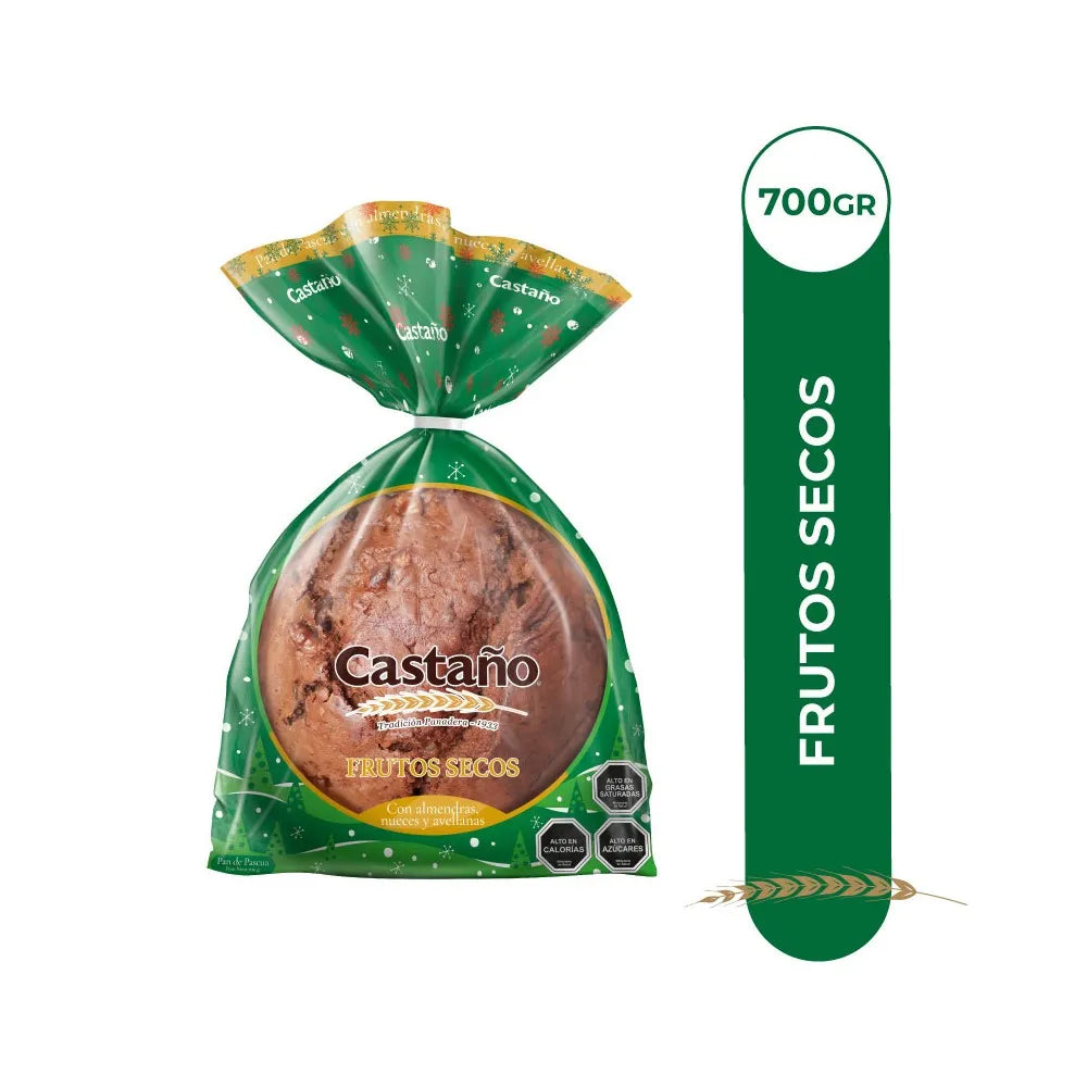 Pan de pascua frutos secos 700g -castaño