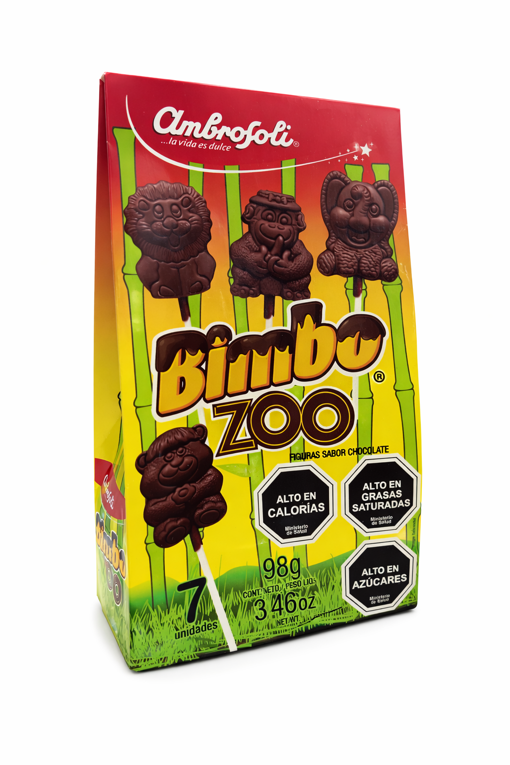 Bimbo Zoo Ambrosoli 7 Unidades (98g) – Chocolates en Paleta Figuras Animales