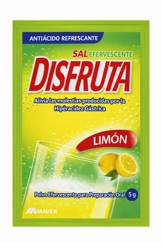 Antiácido Disfruta, sal efervescente sabor limón