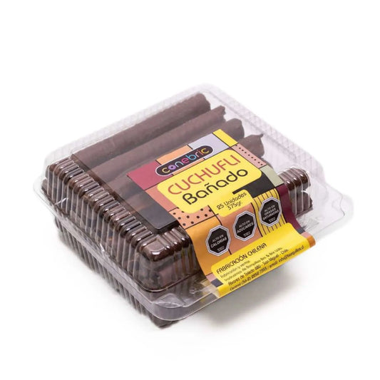 Cuchuflí con chocolate – dulce chileno tradicional caja 25 unidades