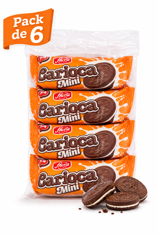 Galleta mini carioca Fruna - pack de 6 paquetes mini (4 galletas cada paquete)