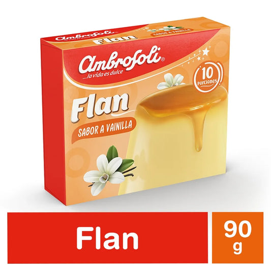 Flan Ambrosoli Sabor Vainilla 90g – Postre en Polvo (10 Porciones)