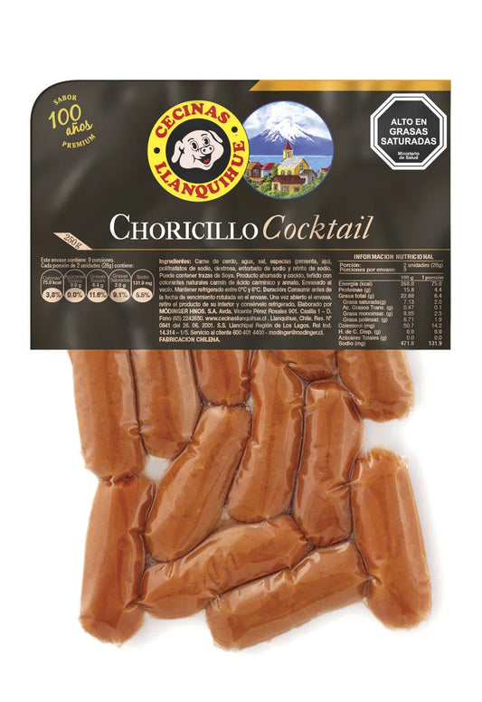 Paquete de choricillos cocktail Llanquihue 250 g.