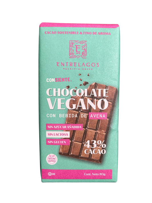 Chocolate vegano Entrelagos 80g - Chocolate chileno sin lácteos
